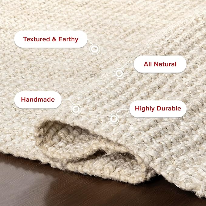 nuLOOM Daniela Off White Solid Flatweave Area Rug, 6' x 9'