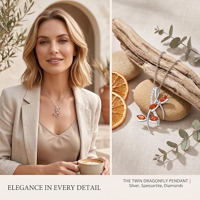 PRAYMOS Dragonfly Gifts 925 Sterling Silver Dragonfly Necklace for Women Dreamy Dragon fly Pendant Dragonflies Jewelry Birthday Gift 18+2" Adjustable Chain