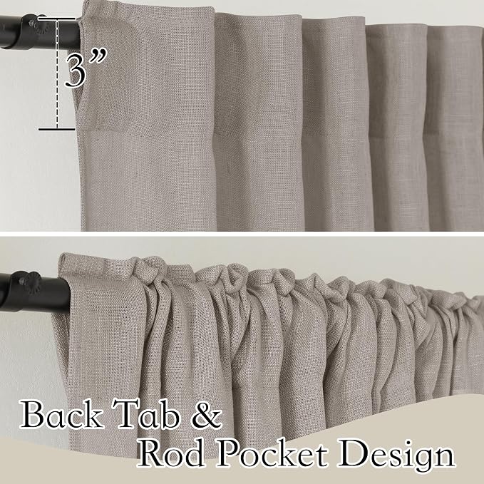 RYB HOME Linen Textured Curtains Semi Sheer Window Curtains Light Filtering Ariy Privacy Sheers for Bedroom Living Room Bathroom Patio Door, Birch Brown, 52 inch Wide x 84 inch Long, 2 Panels