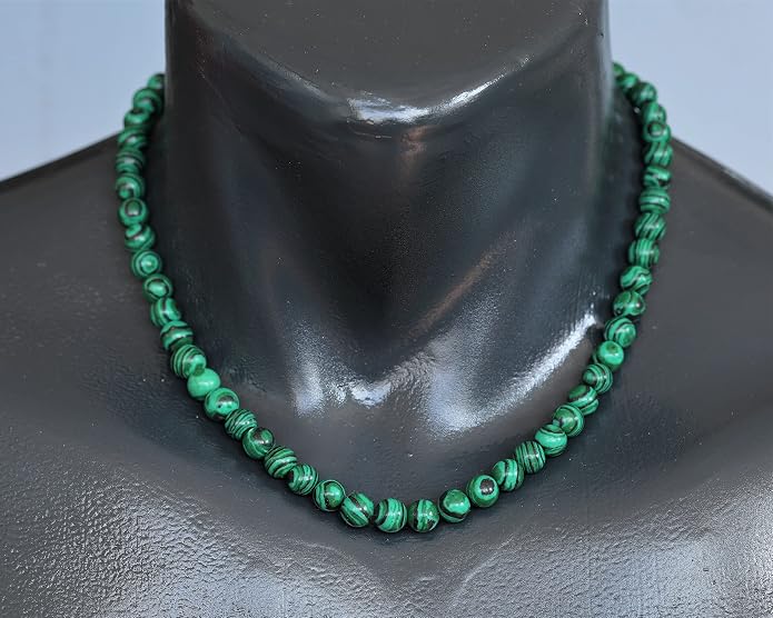 Natural Gemstone Beaded Choker Necklace | 8mm Handmade Adjustable Jewelry for Men & Women | Chakra Balancing Crystal Necklace | Spiritual Gift | Macrame Cord with Extender