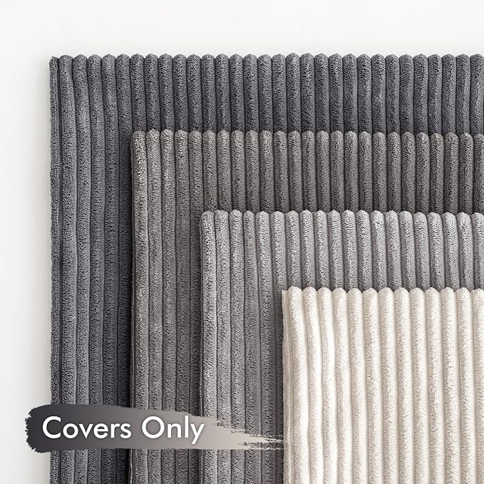 MIULEE Pack of 4 Neutral Grey Gradient Decorative Throw Pillow Covers 18x18 Inch Soft Boho Striped Corduroy Pillow Covers Modern Farmhouse Home Decor for Sofa Living Room Couch Bed