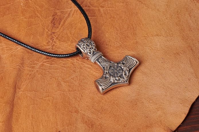 Baldur Jewelry - Thors Hammer Necklace Pendant Mjölnir - Viking Norse Thor Hammer Pendant Viking Jewelry - Thor Necklace - Thor Gifts for Men - Viking Necklace for Men