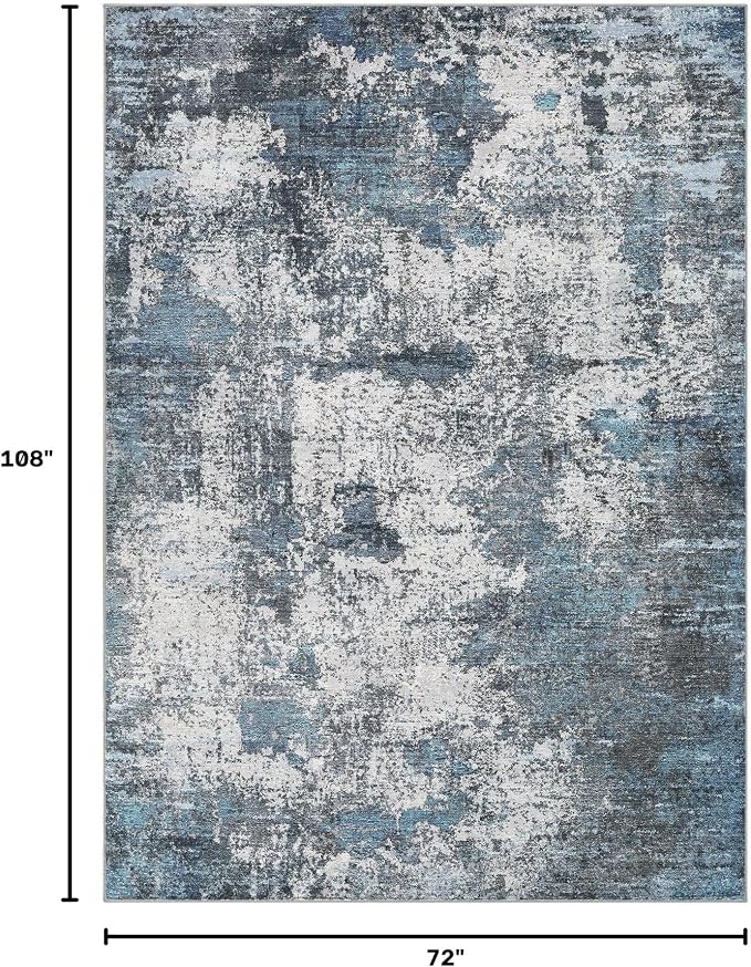 DMOYEST Area Rug Living Room Rugs - 6x9 Large Soft Indoor Neutral Modern Abstract Low Pile Washable Rug Carpet for Bedroom Dining Room Farmhouse Home Office - Grey Blue