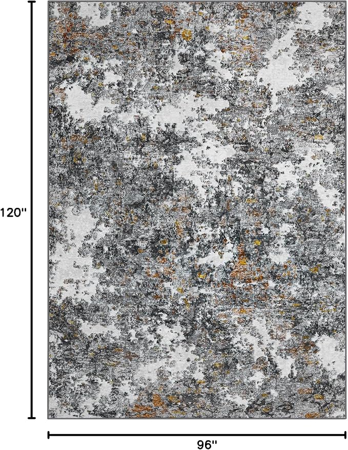 Area Rug Living Room Rugs: 5x7 Washable Rug with Anti-Slip Backing Non-Shedding Stain-Resistant Foldable Modern Abstract Carpet for Bedroom Dining Room Nursery Home Office (Gray/Multi)