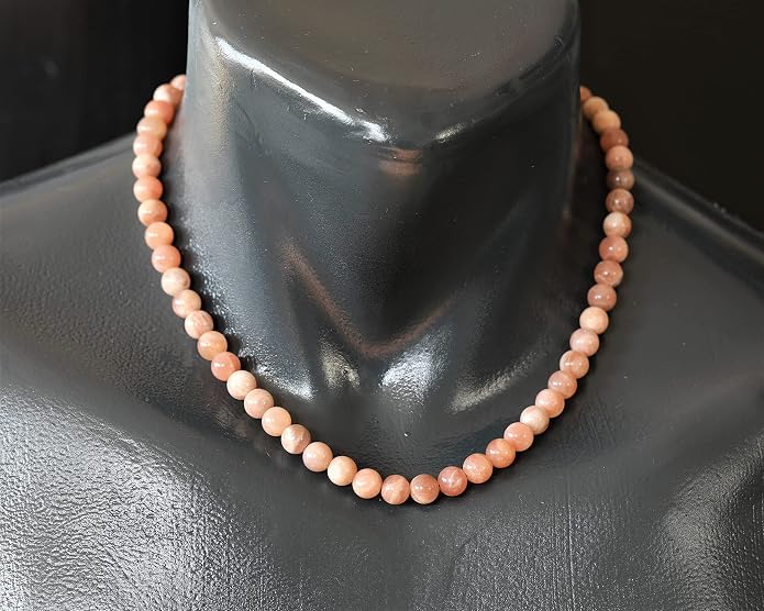 Natural Gemstone Beaded Choker Necklace | 8mm Handmade Adjustable Jewelry for Men & Women | Chakra Balancing Crystal Necklace | Spiritual Gift | Macrame Cord with Extender