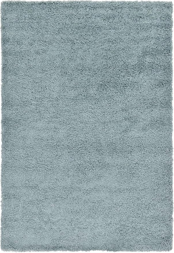 Unique Loom Solid Shag Collection Area Rug (6' 1" x 9' Rectangle, Light Slate Blue)