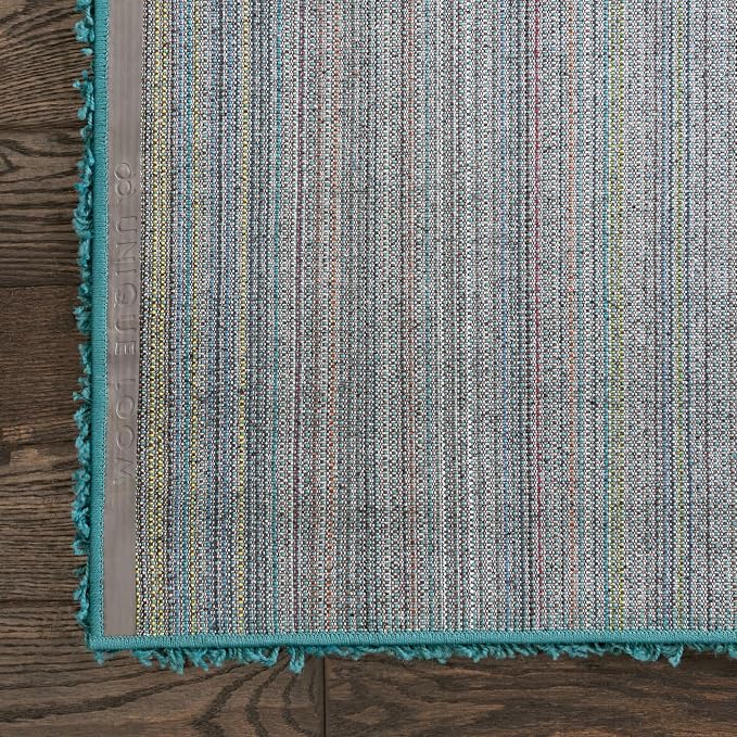 Unique Loom Solid Shag Collection Area Rug (4' 1" x 6' 1" Rectangle, Deep Aqua Blue)