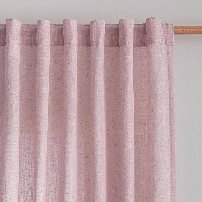 MYSKY HOME 96 Inches Length Pink Curtains for Girls Bedroom Living Room Semi Sheer Light Filtering Nursery Window Drapes, Soft Modern Decor Country Style Back Tab, 50" x 96", Light Pink, 2 Panels