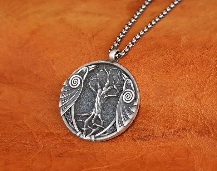Baldur Jewelry - Handcrafted Yggdrasil Viking Norse World Tree of Life Pendant Necklace Amulet Jewelry | 925 Sterling-Silver Tree of Life Necklace | Viking Gifts |Jewelry for Men Women