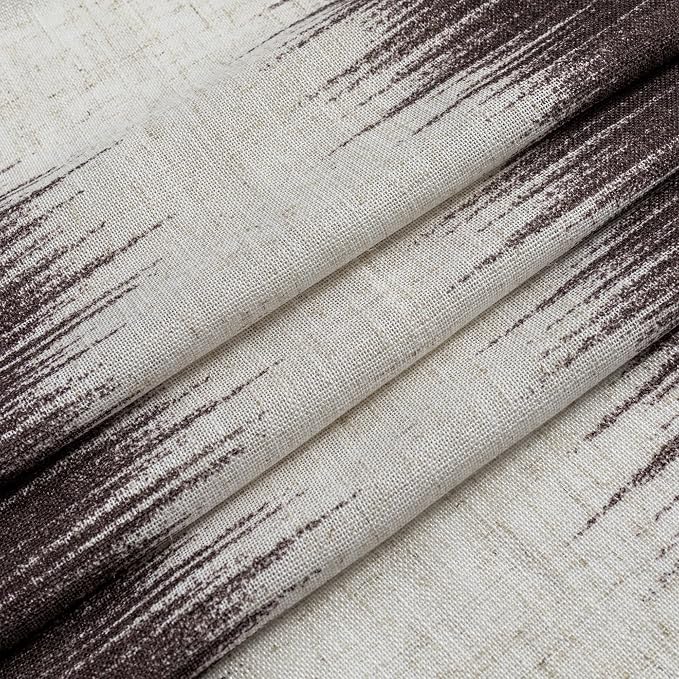 MYSKY HOME Bedroom Curtains Linen Textured Semi Sheer Curtains 63 Inch Length, Lines Printed Curtains & Drapes, Soft Light Filtering Privacy Protect, 50" x 63", Red/Lines, 2 Panels