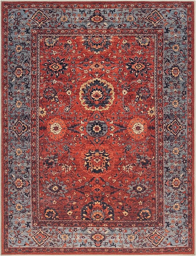 Keen Home Design 48"x72" Rug - Machine Washable Area Rug with Non-Slip Backing, Ideal for Living Room, Dining Room, Bedroom - Vintage, Easy Clean, Durable, Low Pile Rug - (4' x 6')