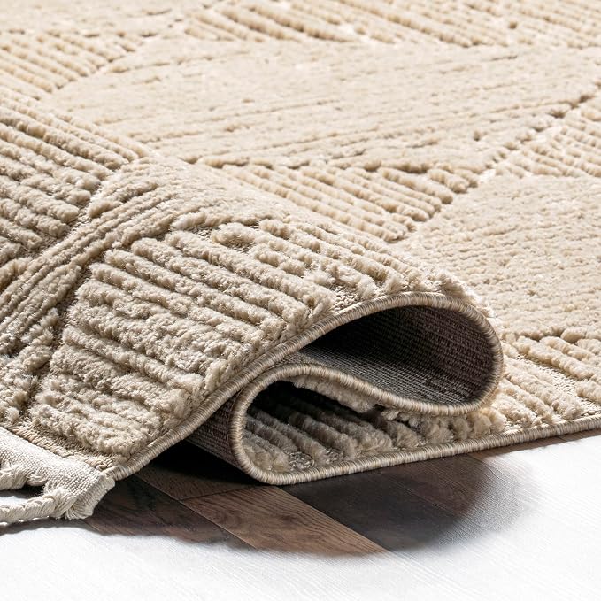 Nuloom Kerry Beige, 4' x 6', Geometric, Soft and Cozy, High Traffic, Stain Resistant, Easy Clean, Durable Area Rug for Bedroom, Living Room, Dining Space, Den, Foyer, Entryway