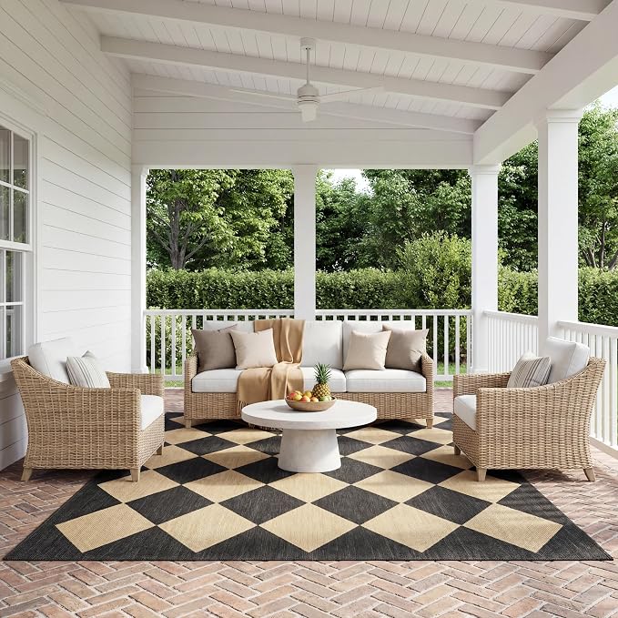 Nuloom Outdoor Performance Collection Sabina Dark Grey/Ivory, 2' x 6', Soft, High Traffic, Stain Resistant, Easy Clean, Durable Runner for Indoor/Outdoor Patio, Deck, Porch, Garden, Courtyard