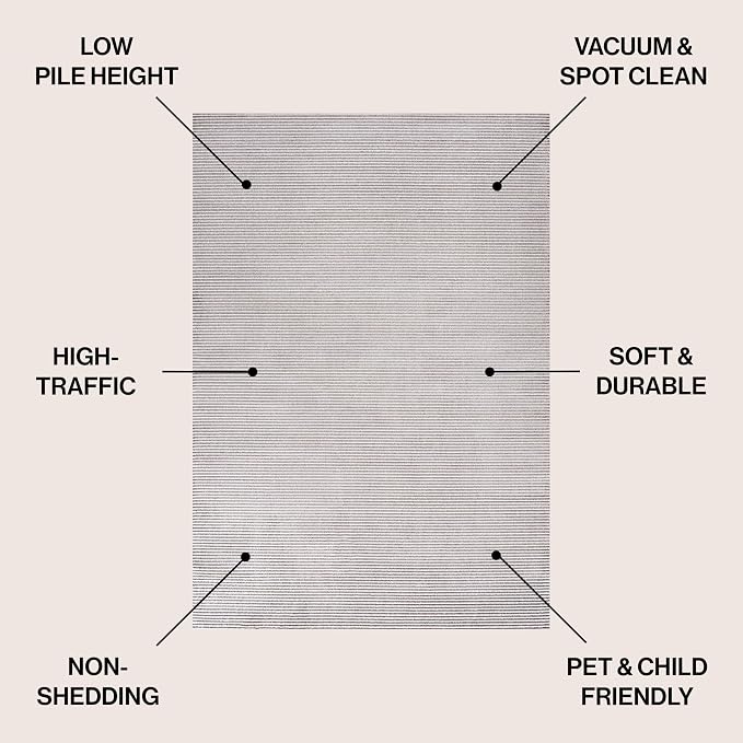 JONATHAN Y Cole Pinstripe High-Low Dark Silver/White Indoor Area Rug, 3x5, Modern, Minimalist, Easy-Cleaning for Living Room, Bedroom, Kitchen, Pet Friendly, Non-Shedding (CAR101E-3)