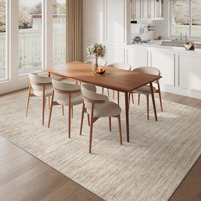 Valenrug Washable Rugs 7x9 - Non Slip 7x9 Area Rugs for Living Room, Stain Resistant Area Rugs for Bedroom, Foldable Machine Washable Area Rug(7'x9', Brown)