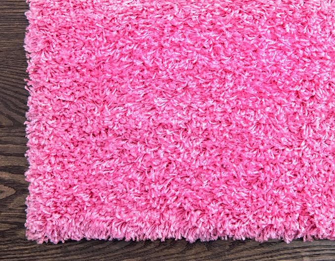 Unique Loom Solid Shag Collection Area Rug (4' 1" x 6' 1" Rectangle, Taffy Pink)