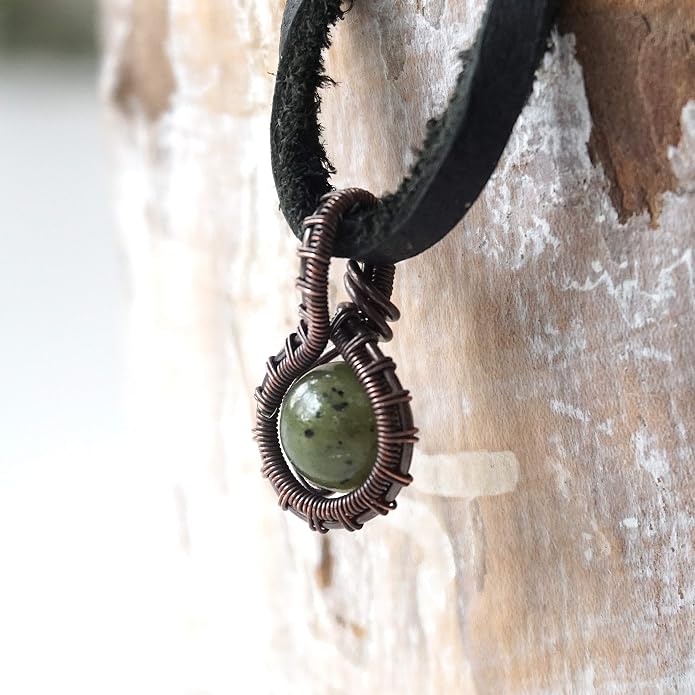 Simple Men's Birthstone Crystal Necklace with Leather Cord