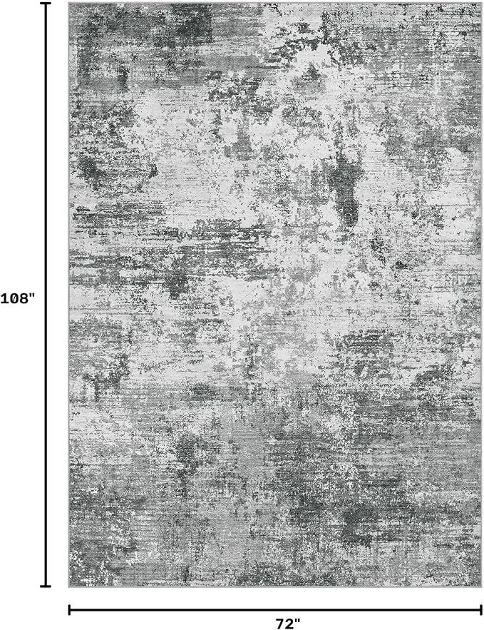 UERMEI 6x9 Area Rug for Living Room - Washable Neutral Modern Abstract Carpet, Non-Slip Soft Large Indoor Floor Rugs for Bedroom Home Office & Under Dining Table Decor, Grey Black