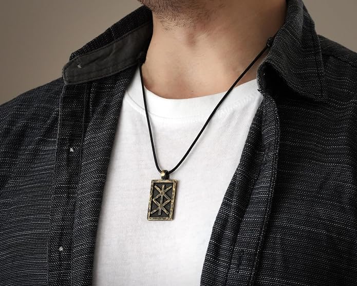 Baldur Jewelry - Elder Futhark Bind Protection Rune Necklace - Talisman Pendant Amulet - Viking Runes Norse Jewelry - Viking Jewelry for Men Women - Gifts for Men