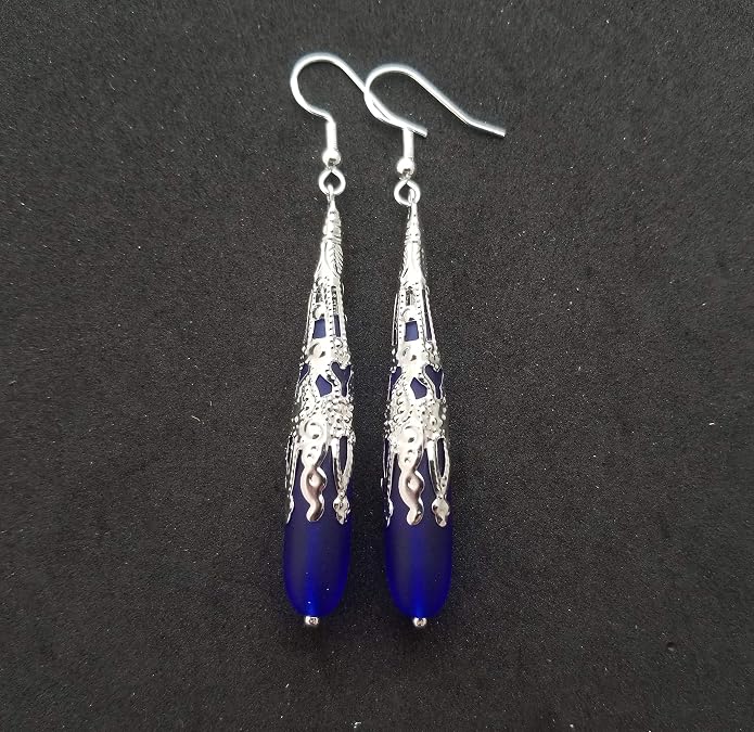 Handmade Sea Glass Earrings, Hawaiian Jewelry for Women, Long Teardrop Earrings Beach Jewelry, Sea Glass Jewelry For Women Birthday Gift For Her
