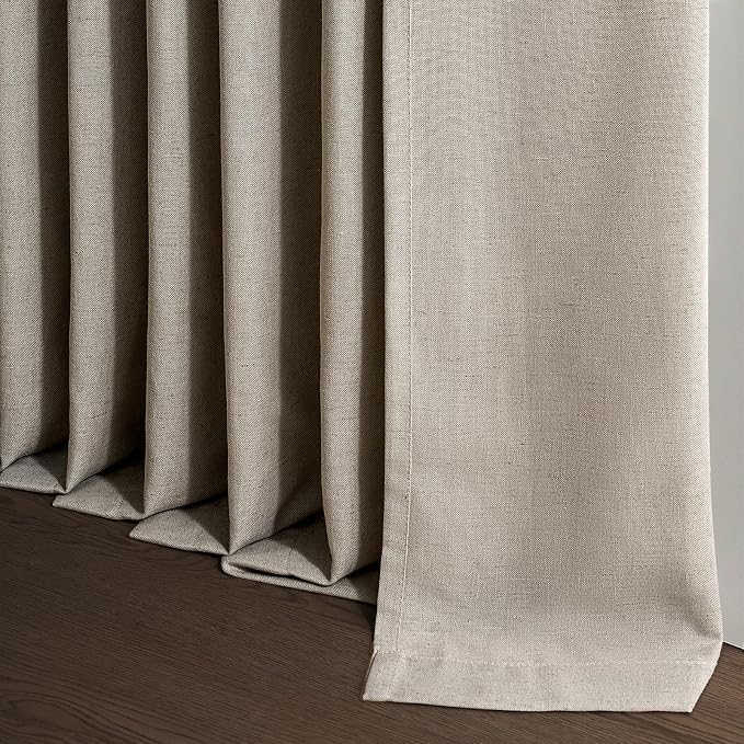 94 Inch Length Pinch Pleat Linen Curtains Drapes 2 Panels Set,Hooks Sense of Design Semi Sheer Elegance Window Curtains Living Room Bedroom,Half Price Drapes 94 inches Long Set of 2,Burlywood
