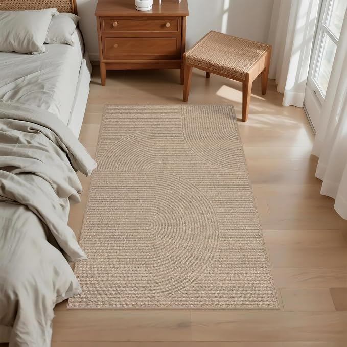 Non-Slip Jute Rug for Entryway: 3x5 Outdoor Mat - Swirl Curved Pattern | Safe Walking for Family All Day and Help with Cutting Slip Falls by 70%