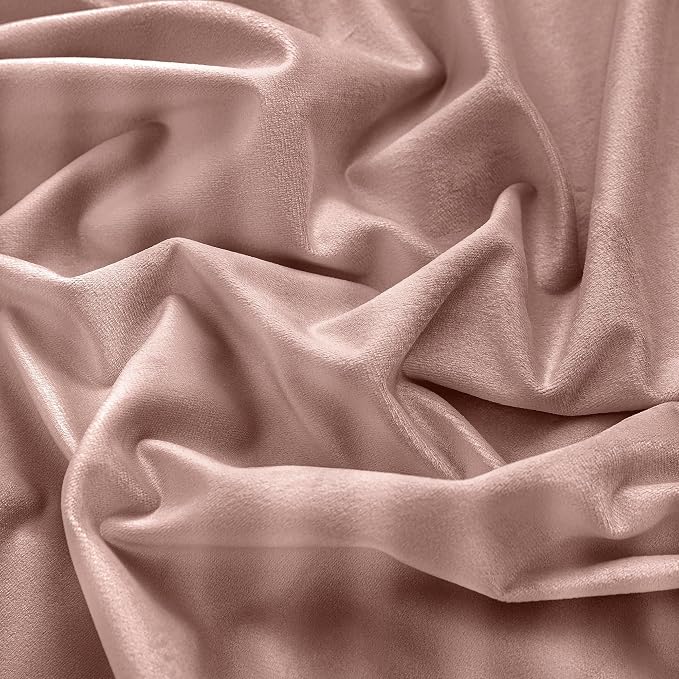 RYB Home Dusty Pink Velvet Curtains for Girls Bedroom - Blackout Thermal Insulated Drapes Window Treatment Luxury Solid Decor for Nursury Dorm, W52 x L90 inches, 2 Panels