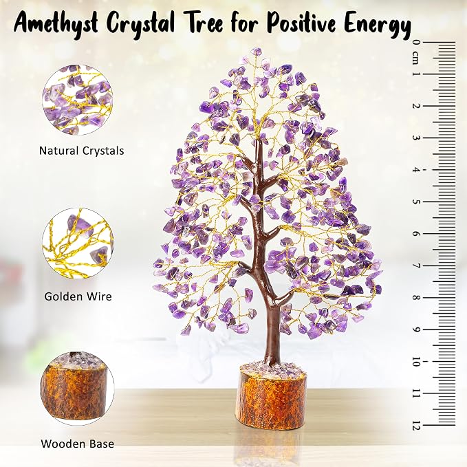 Crocon® Amethyst Tree of Life, Birthday Gifts for Women & Men, Purple House Decor for Shelf Healing Crystals, Spiritual Gift Purple Decor, House Warming Gifts New Home, Birthday Gift for Mom Sister