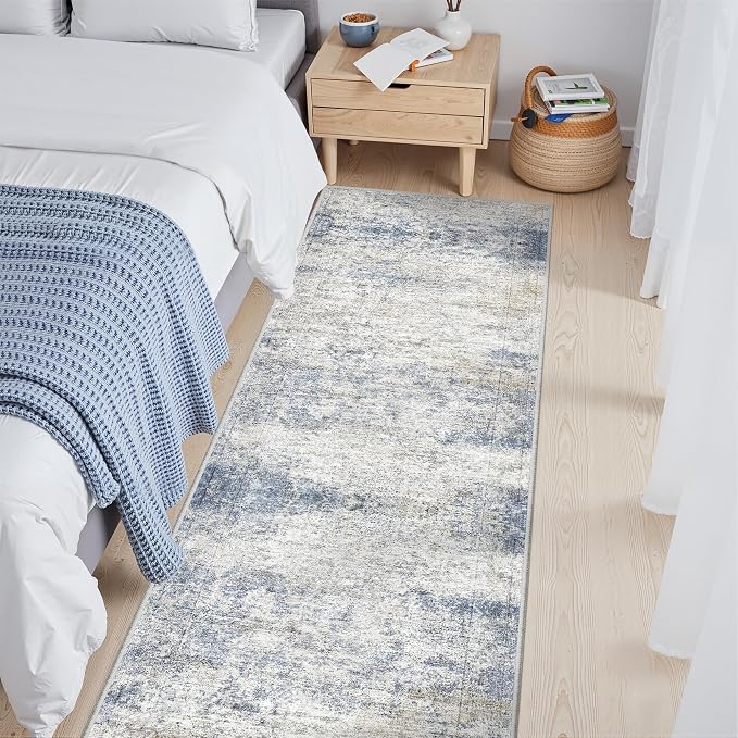 2x5 Rug Runners for Hallways Non Slip,Kitchen Rugs,Blue | Washable Rugs for Kitchen,Entryway,Bedroom,Bathroom,Nursery Room,Thin,Soft Runner Rug,Stain Resistant Indoor Carpet