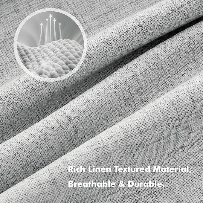 MIULEE 100% Blackout Linen Curtains for Bedroom 42 x 63 Inch Grey 2 Panels | Thermal Insulated, Room Darkening Drapes for Living Room, Back Tab Rod Pocket Pinch Pleated, Solid Luxury Decor