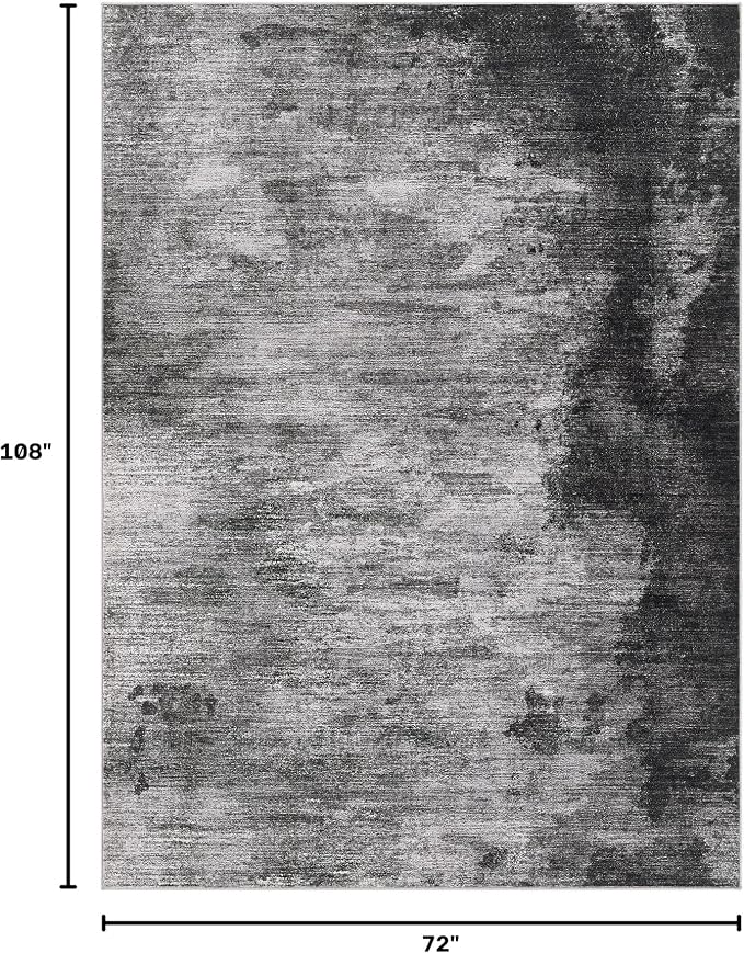 DMOYEST 6x9 Area Rug - Washable & Non Slip Indoor Rug for Living Room, Kid & Pet Friendly Abstract Low Pile Soft Carpet for Bedroom and Dining Room - Dark Grey Blue