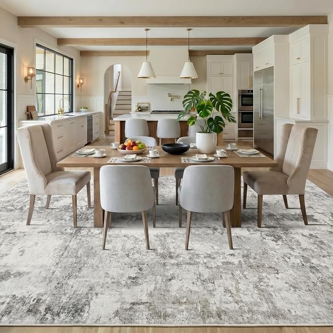 GarveeHome 5x7 Abstract Area Rugs Neutral Beige Washable Living Room Rug | Soft Low Pile Non Slip Accent Rug for Living Room, Bedroom, Dining Room, Modern Neutral Indoor Carpet