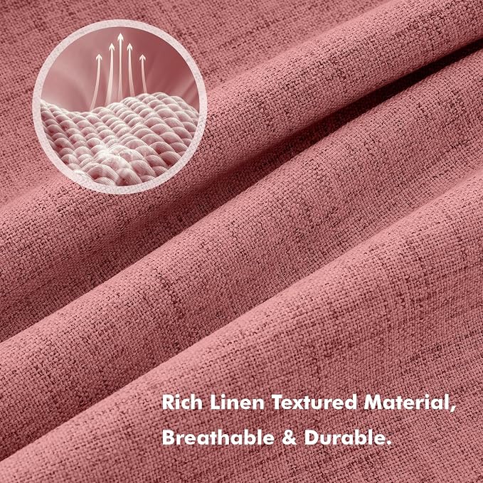 MIULEE 100% Blackout Linen Curtains 42 x 90 Inch Dusty Rose Pink 2 Panels | Thermal Insulated, Room Darkening Drapes for Bedroom Living Room, Back Tab Rod Pocket Pinch Pleated, Solid Luxury Decor