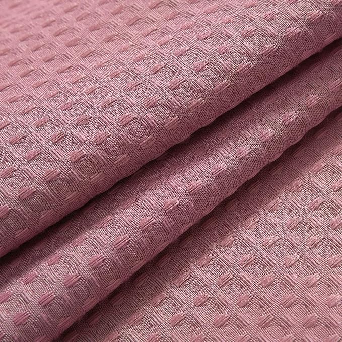 River Dream Heavyweight No Hooks Required Dotted Waffle Weave Shower Curtain with Snap in Liner - 71W x 74H,Hotel Grade,Spa Like Bath Curtain,Pale Mauve
