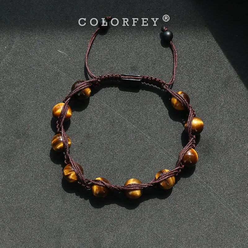 Healing Crystal Tiger Eye Bracelet for Men Women, Premium Handcrafted Real Tiger Eye Beaded Bracelet 10mm, Genuine Men Beaded Bracelets Natural Stone Bracelets for Men Handmade Gifts for Him