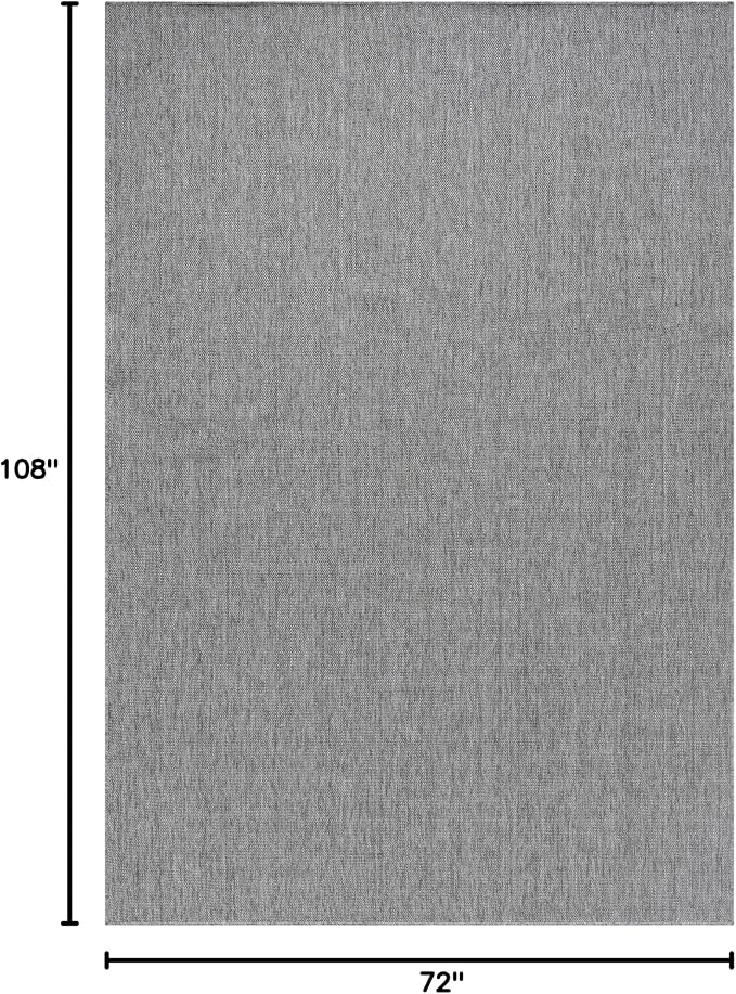 Angela Easy Jute Indoor Outdoor Rug, 6x9 Natural Solid Jute Look, Polyester, Durable & Easy Care Outdoor Farmhouse Carpet for Patio, Porch, Living Room (6' x 9', Gray)