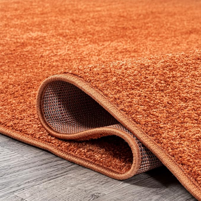 JONATHAN Y Haze Solid Low-Pile Orange 6' Round Indoor Area Rug, Coastal,Bohemian,Minimalist,Classic, Easy-Cleaning for Living Room,Bedroom,Kitchen,Pet Friendly,Non-Shedding (SEU100M-6R)