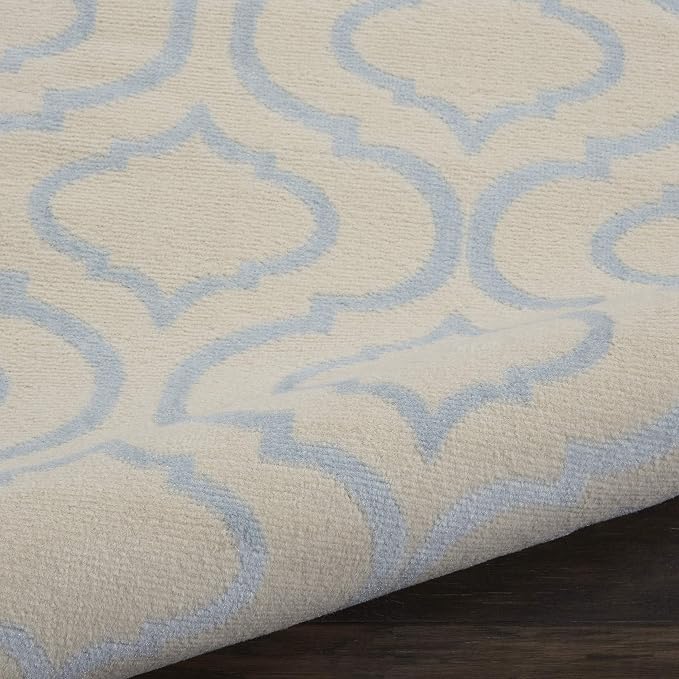 Nourison Home Jubilant Trellis Ivory/Blue 2'3" x 7'3" Area -Rug, Easy -Cleaning, Non Shedding, Bed Room, Living Room, Dining Room, Kitchen (2x7) )