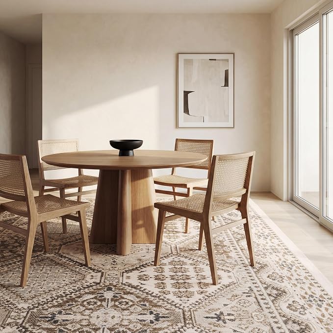 nuLOOM 4x6 Becca Traditional Tiled Area Rug, Beige, Faded Transitional Design, Stain Resistant, For Bedroom, Dining Room, Living Room, Hallway, Office, Kitchen, Entryway
