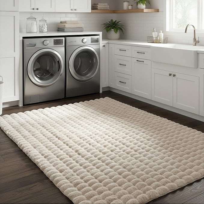 nuLOOM 5' x 8' Cozy Plush Area Rug, Machine Washable, Non-Slip, Soft Fluffy Shag Carpet for Living Room Bedroom Kids Room Nursery Home Decor, Jeni Beige