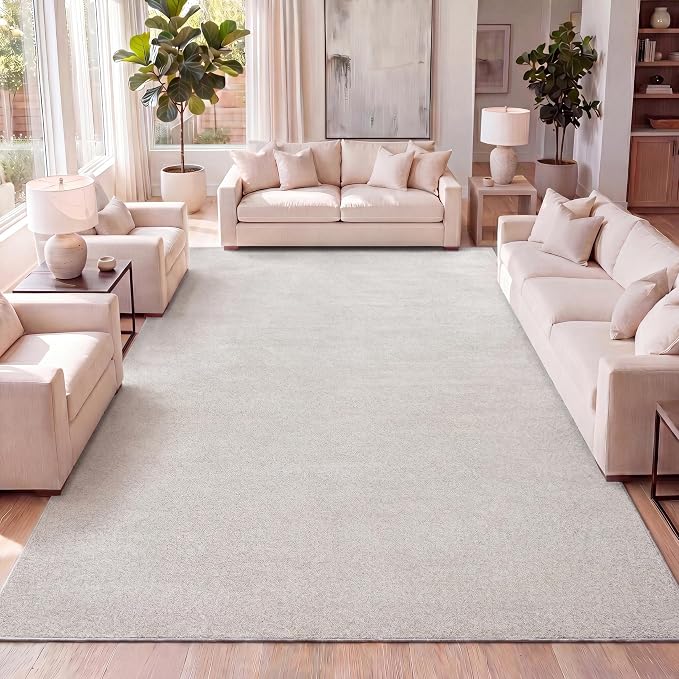 JONATHAN Y Haze Solid Low-Pile Ivory Indoor Area Rug 5x8, Coastal,Bohemian,Minimalist,Classic, Easy-Cleaning for Living Room,Bedroom,Kitchen,Pet Friendly,Non-Shedding (SEU100D-5)