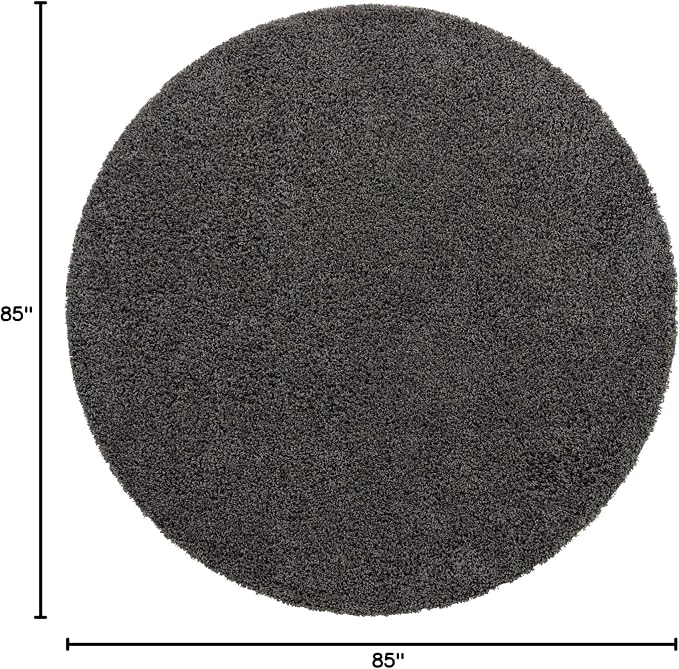 Unique Loom Solid Shag Collection Area Rug (7' 1" Round, Graphite Gray)