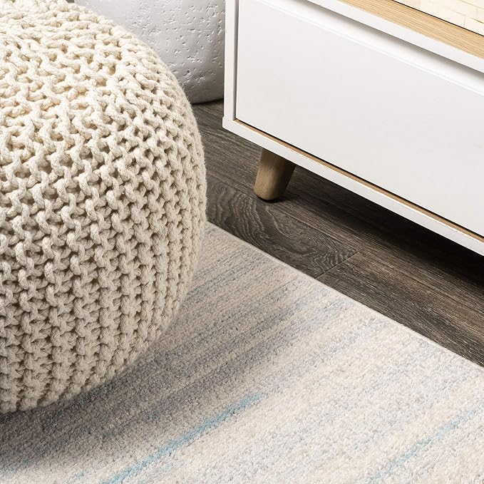 JONATHAN Y Linear Modern Half-Stripe Blue/Cream Indoor Area Rug, 5x8, Contemporary, Transitional, Easy-Cleaning for Living Room, Bedroom, Kitchen, Pet Friendly, Non-Shedding (CTP112A-5)