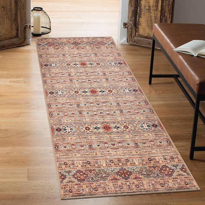 Keen Home Design 30"x120" Rug - Machine Washable Runner with Non-Slip Backing, Ideal for Hallway, Entryway, Kitchen, Laundry Room - Vintage, Easy Clean, Durable, Low Pile Rug - (2'6" x 10')