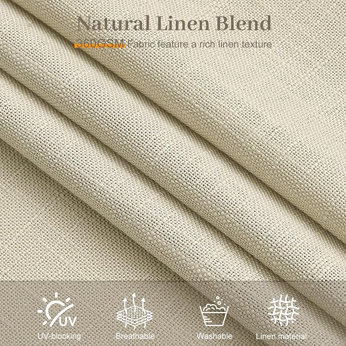 IVAPUPU Linen Pinch Pleated 84 Inch Curtains for Living Room, Semi Sheer Airy Privacy Linen Blend Curtain Memory Trained Back Tab Drapes with Hooks Rings for Bedroom Dining Room, 2 Panels, W40xL84