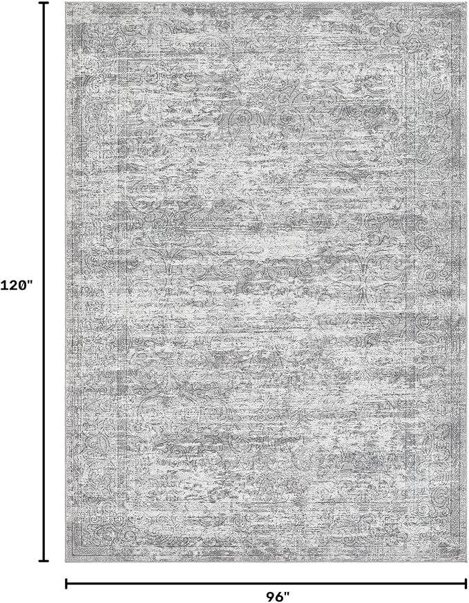 DMOYEST Area Rug Living Room Rugs - 8x10 Abstract Large Soft Indoor Washable Rug Neutral Modern Low Pile Carpet for Bedroom Dining Room Farmhouse Home Office - Vintage Grey