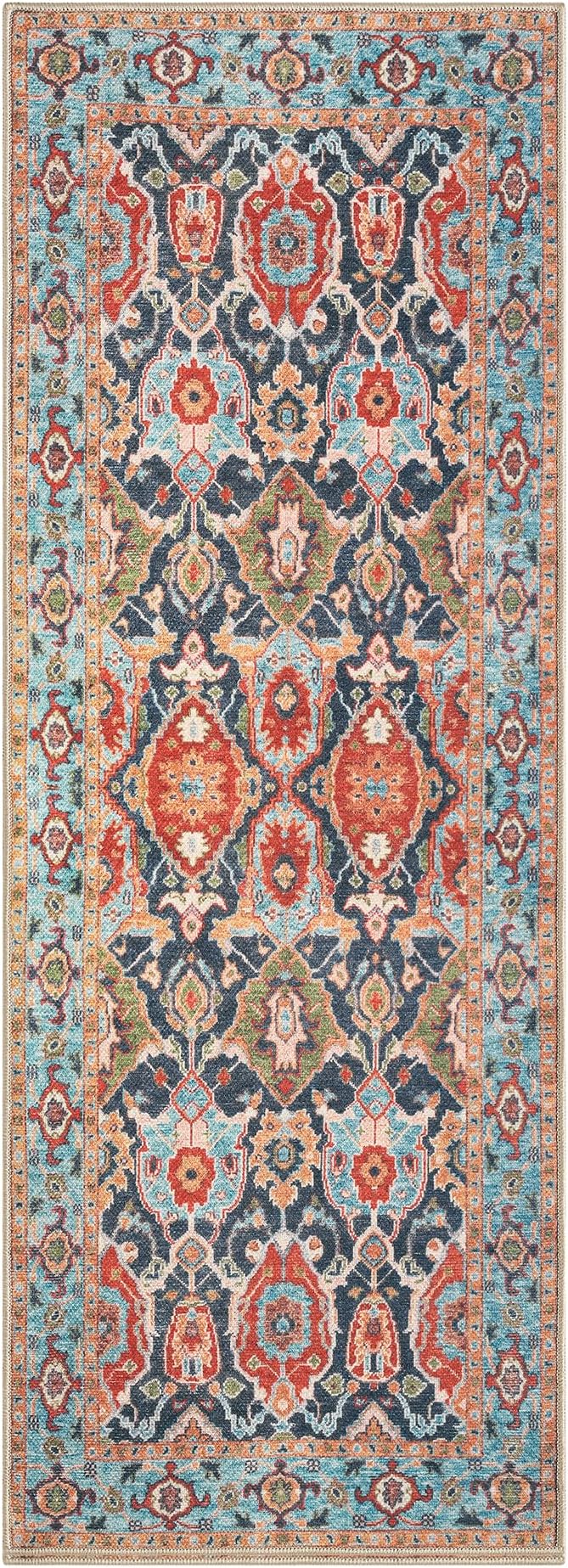 Keen Home Design 30"x84" Rug - Machine Washable Runner Rug with Non-Slip Backing, Ideal for Hallway, Entryway, Kitchen, Laundry Room - Vintage, Easy Clean, Durable, Low Pile Rug - (2'6" x 7')