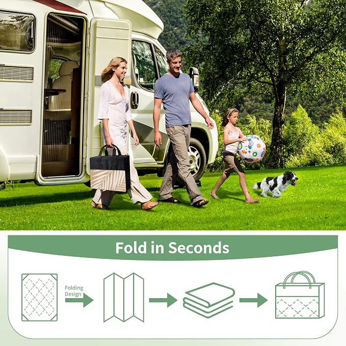 GENIMO Outdoor Rug, Waterproof Plastic Rugs 10'x14' for Camping Brown Beige | Outside Larger Leaf Carpet Mat for Porch Decor, Deck, Camping, RV, Backyard, Balcony, Picnic, Beach, Reversible, Foldable