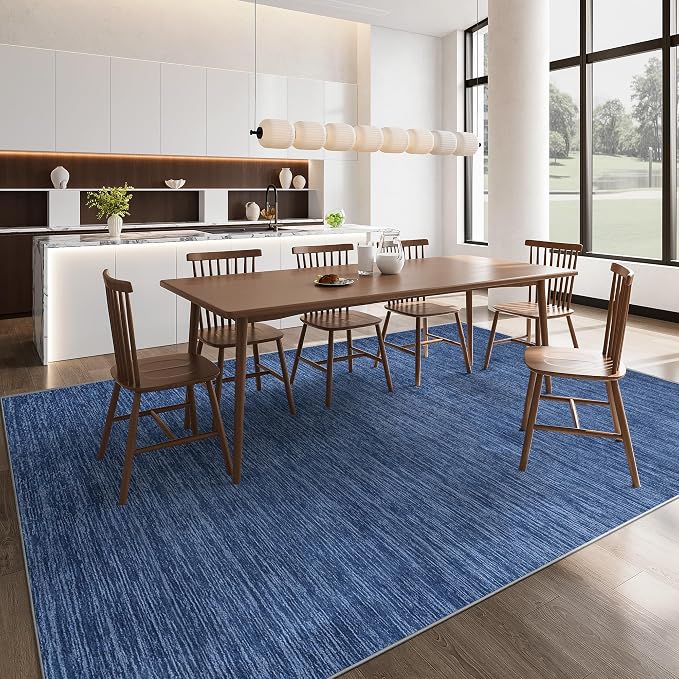 Valenrug Washable Rugs 7x9 - Non Slip 7x9 Area Rugs for Living Room, Stain Resistant Area Rugs for Bedroom, Foldable Machine Washable Area Rug(7'x9', Navy)