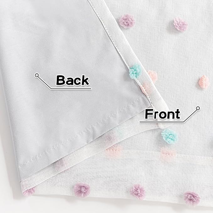 MYSKY HOME Kids Blackout Curtains for Boys Bedroom 84 Inch Long 100% Light Blocking Cute Curtains for Playing Room 2 Panels Grommet Nursery Drapes with Rainbow Pom Pom Sheer 2 Layered 52W x 84L